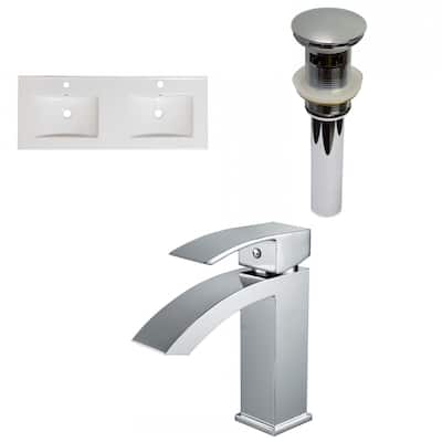 American Imaginations 59-in. W 1 Hole Ceramic Top Set In White Color