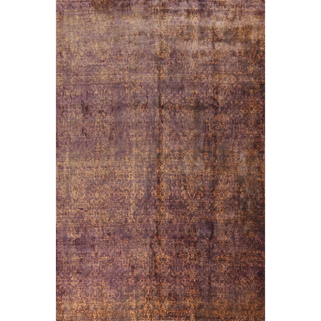 Contemporary Art & Craft Indian Area Rug Handmade Wool Carpet - 9'9"x 13'0"