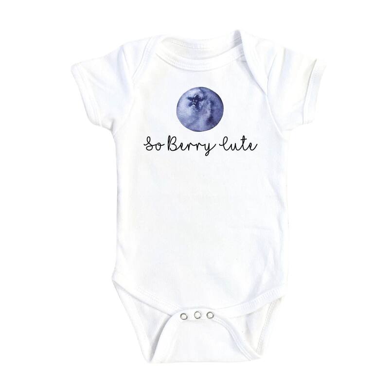Blueberry Cute - Baby Boy Girl Clothes Infant Bodysuit Funny Cute Newborn - Natural - 0-3M
