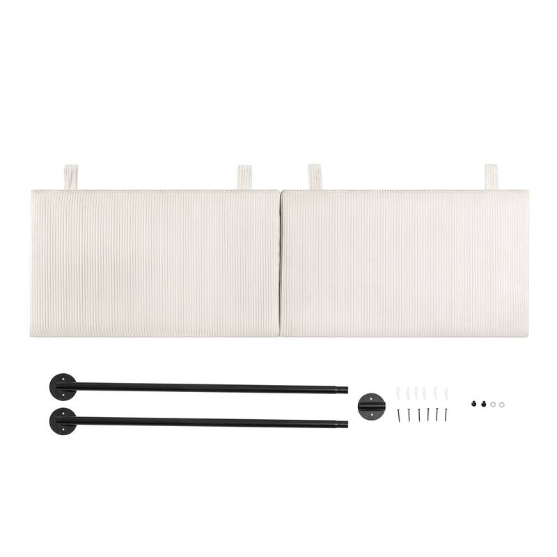 Adeco 70-Inch Corduroy Upholstered Wall Mount Hanging Headboard