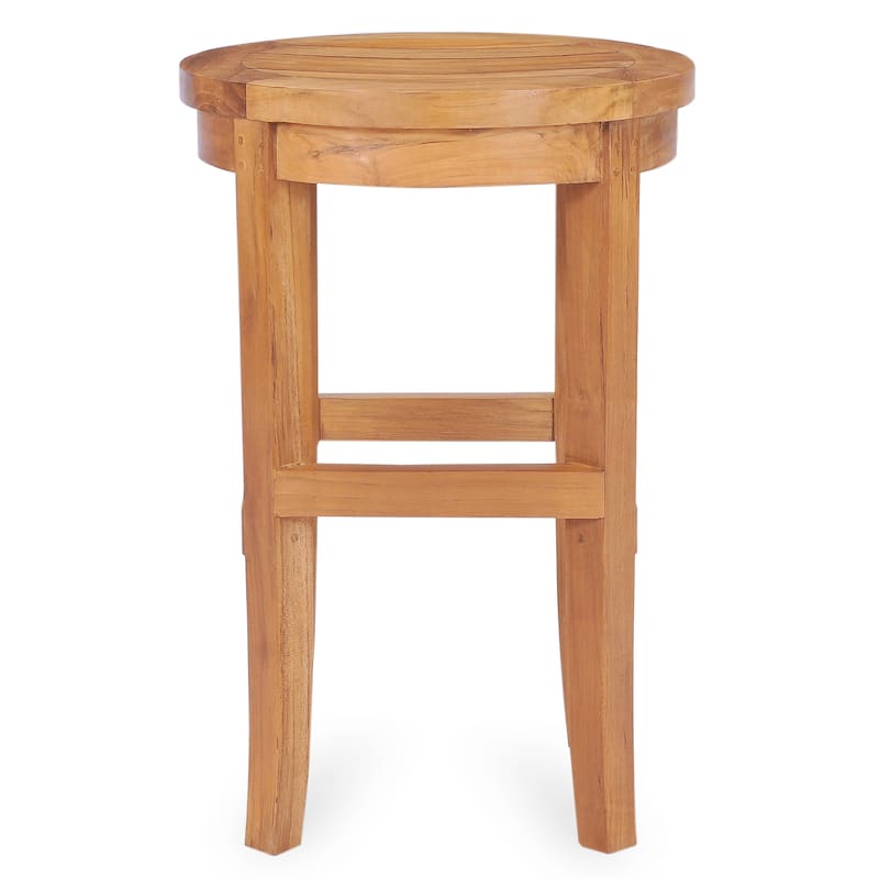 Chic Teak Santiago Teak Wood Round Bar Stool, 30 inch