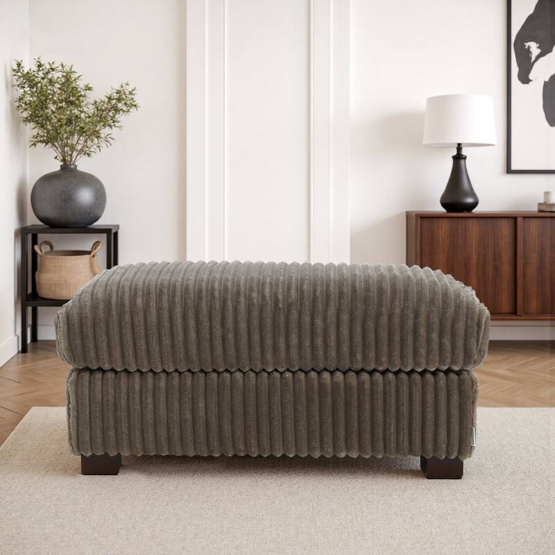 40"W Cotton Flannel Modular Sectional Ottoman - Light Brown