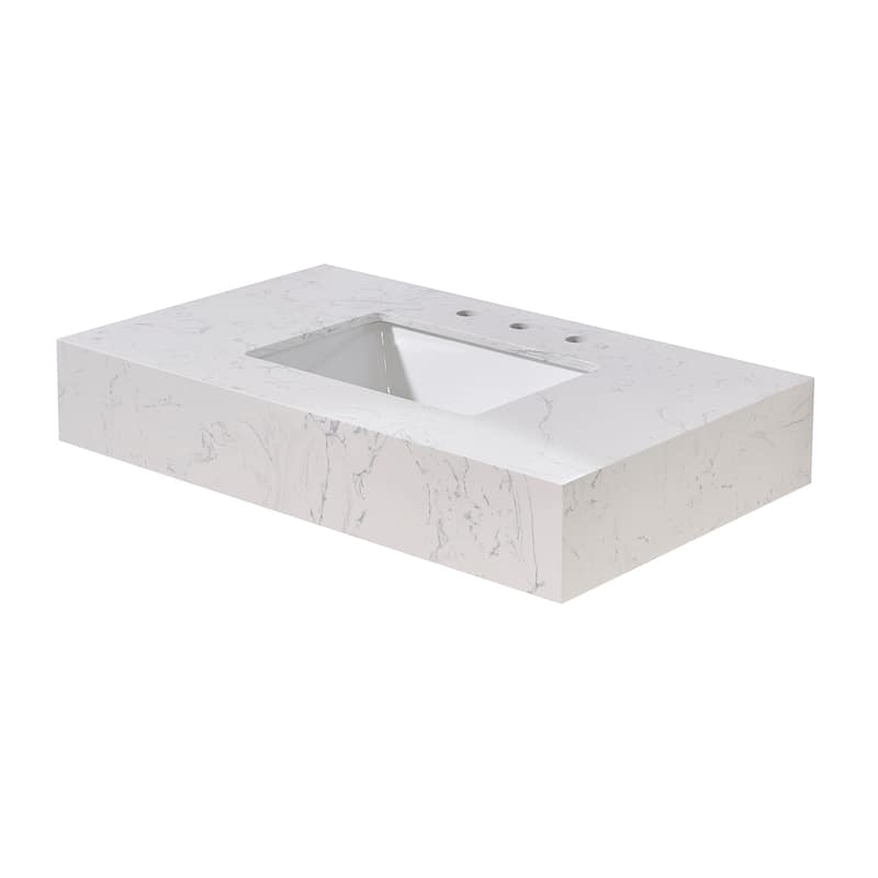 Altair Merano Bathroom Vanity Countertop in Aosta White Apron Finish Without Vanity