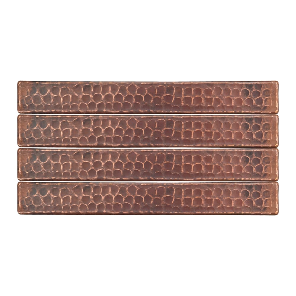 1" x 8" Hammered Copper Tile - Quantity 4 (T18DBH_PKG4)