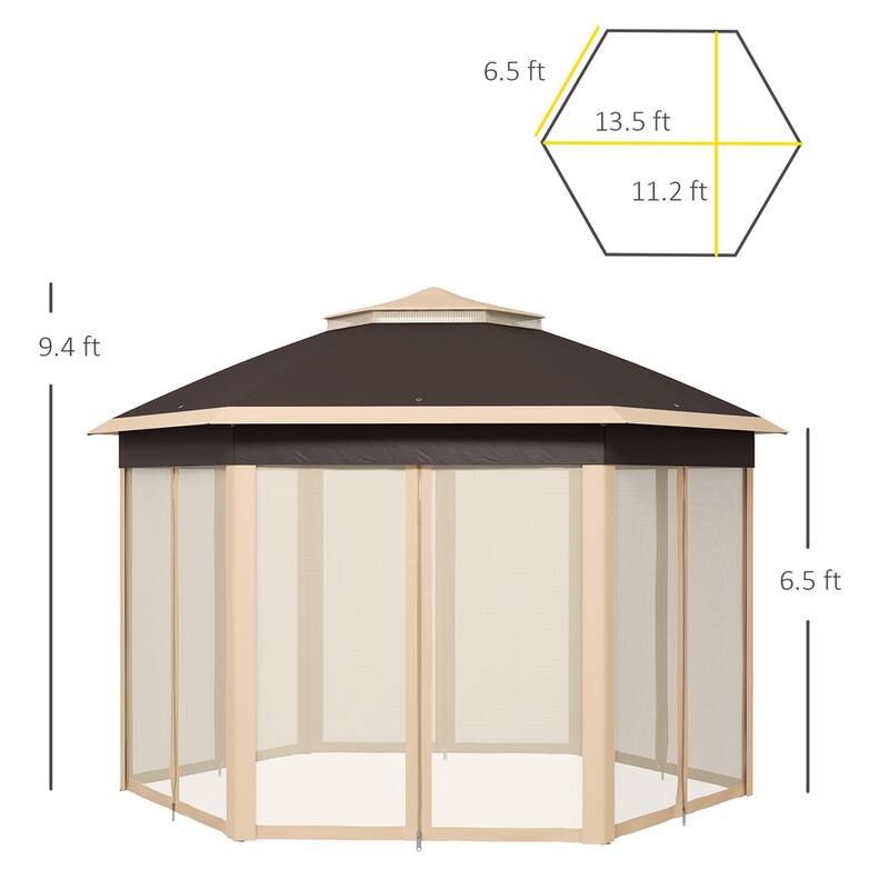 Outsunny 13' x 13' Pop Up Gazebo,Hexagonal Canopy Shelter, Event Tent
