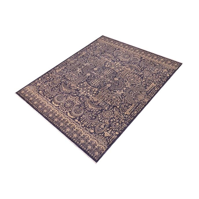 Shabby Chic Ziegler Maia Blue Gray Hand-Knotted Wool Rug - 9'0'' x 11'11''