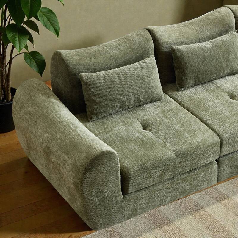 Modular Cloud Sofa, Convertible Folding Sofa Bed, 3-Seat Cushioned Sectional Couch for Living Room Bedroom