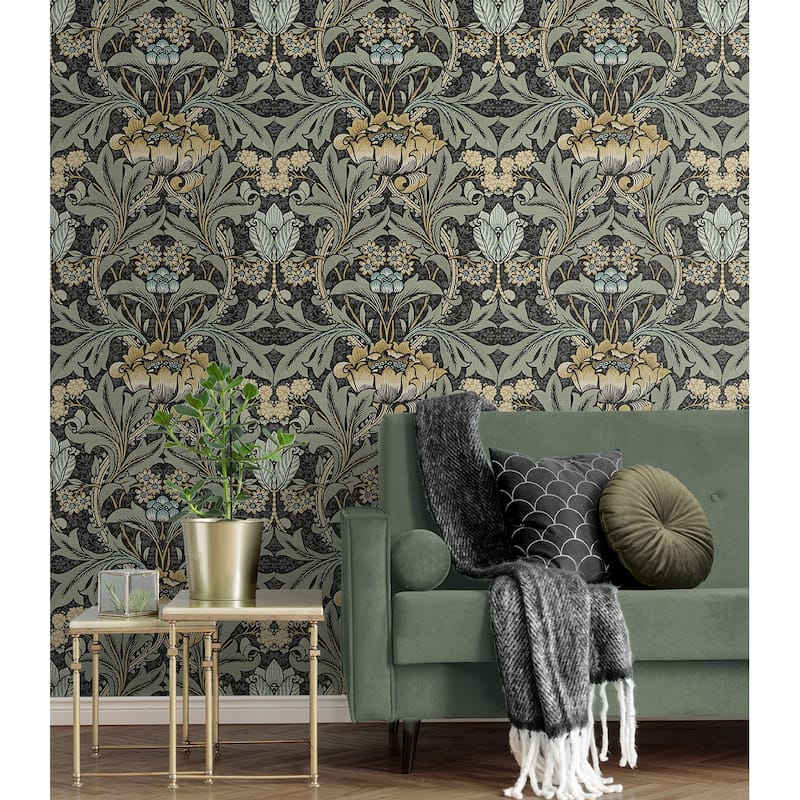 Seabrook Designs Acanthus Floral Prepasted Wallpaper