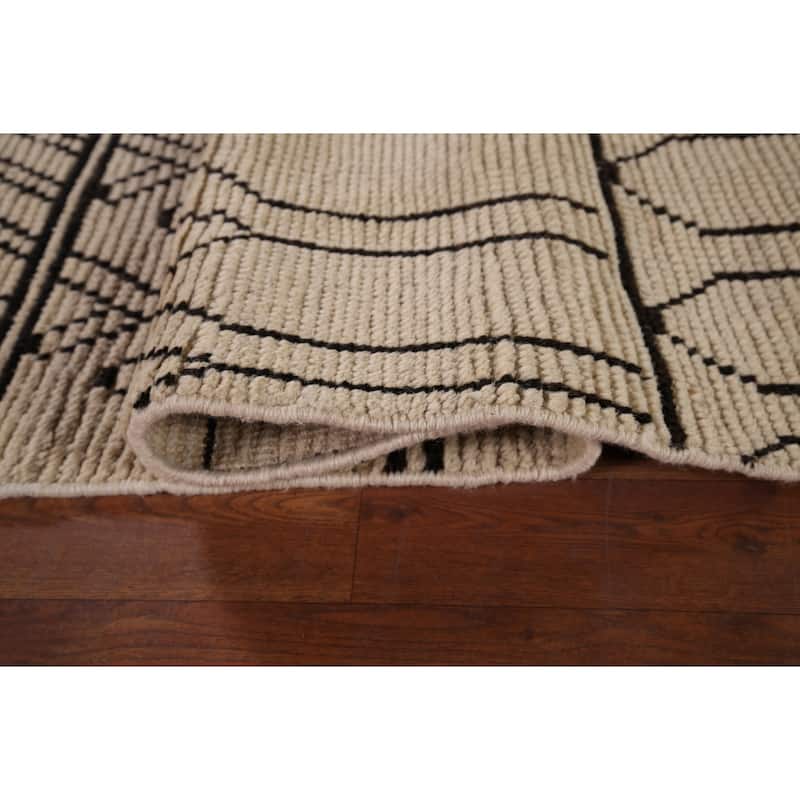 Geometric Moroccan Area Rug Handmade Wool Carpet - 7'10" x 11'1"
