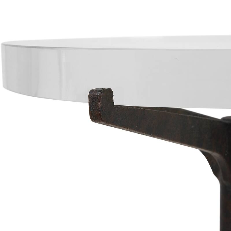 Crystal Top Accent Table - 24.75" - Brown and Clear