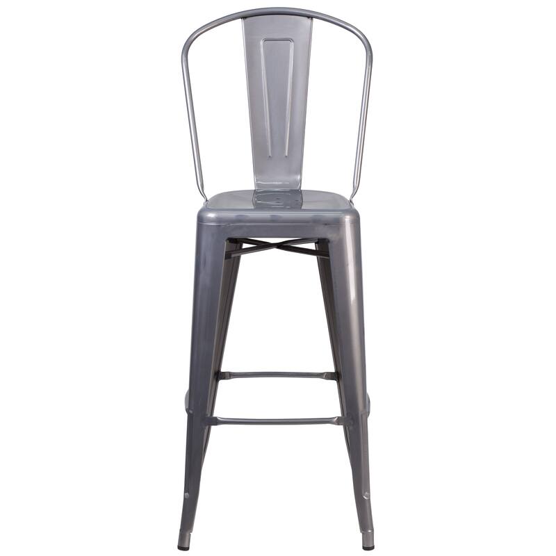 30" High Clear Coated Indoor Barstool with Back - 17.75"W x 22.5"D x 46.5"H