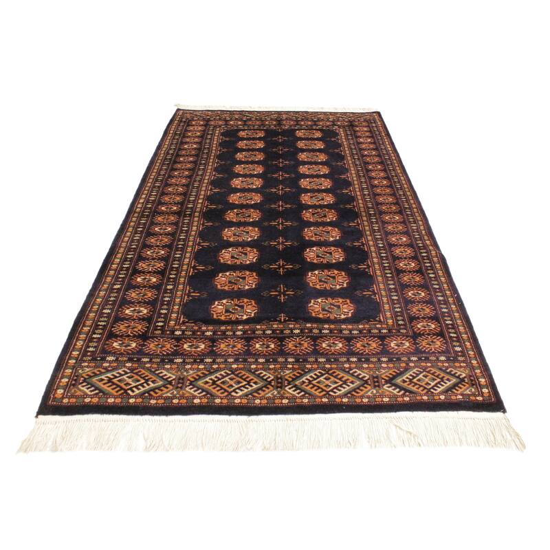 Rustic Bokhara Porter Blue/Blue Hand Knotted Wool Rug - 4'3'' x 5'3''