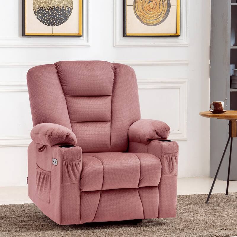 MCombo Small Power Lift Recliner Chair with Massage and Heat for Short Elderly People, Fabric 7569 - Pink