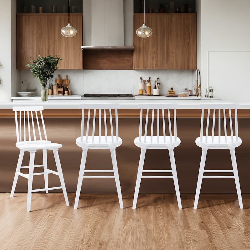 Farmhouse 24" Spindle Wood Counter Stools - Set of 4 - White