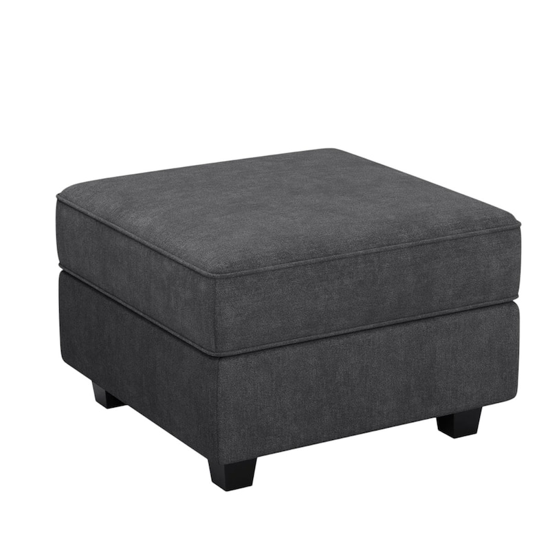 HomeRoots 26" Beige and Black Faux Leather Storage Ottoman