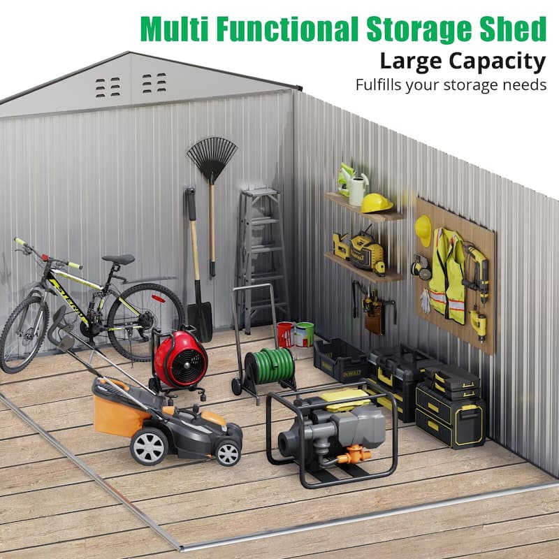 Outdoor Storage Shed, with Sloped Roof & Lockable Door