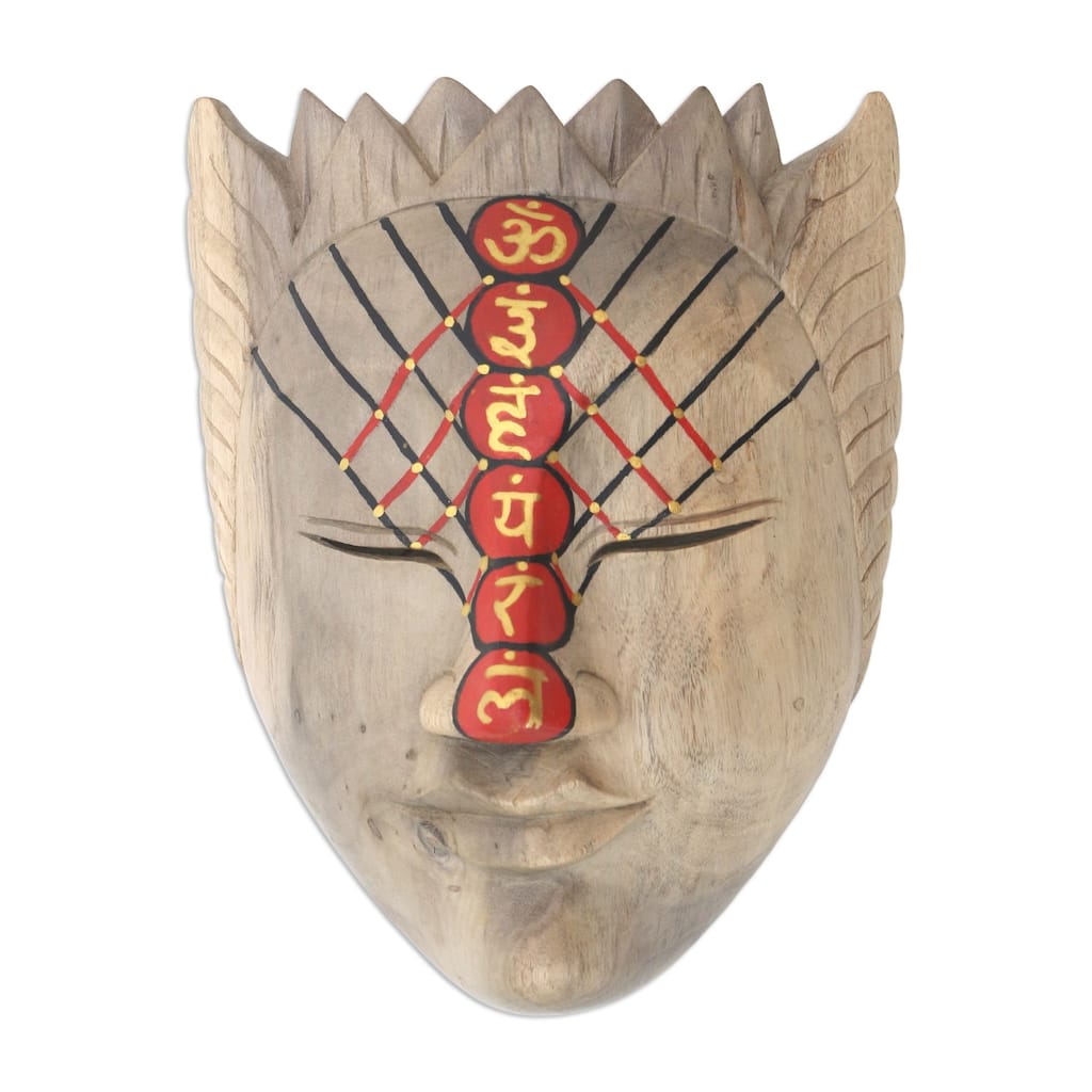 Novica Handmade Chakra Face Hibiscus Wood Mask