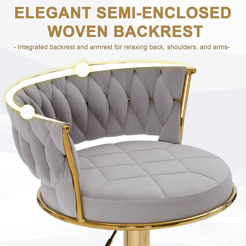 VECELO Set of 4/6 Bar Stools Adjustable Swivel with Metal Frame Modern Bar Stools with Back for Dining Room