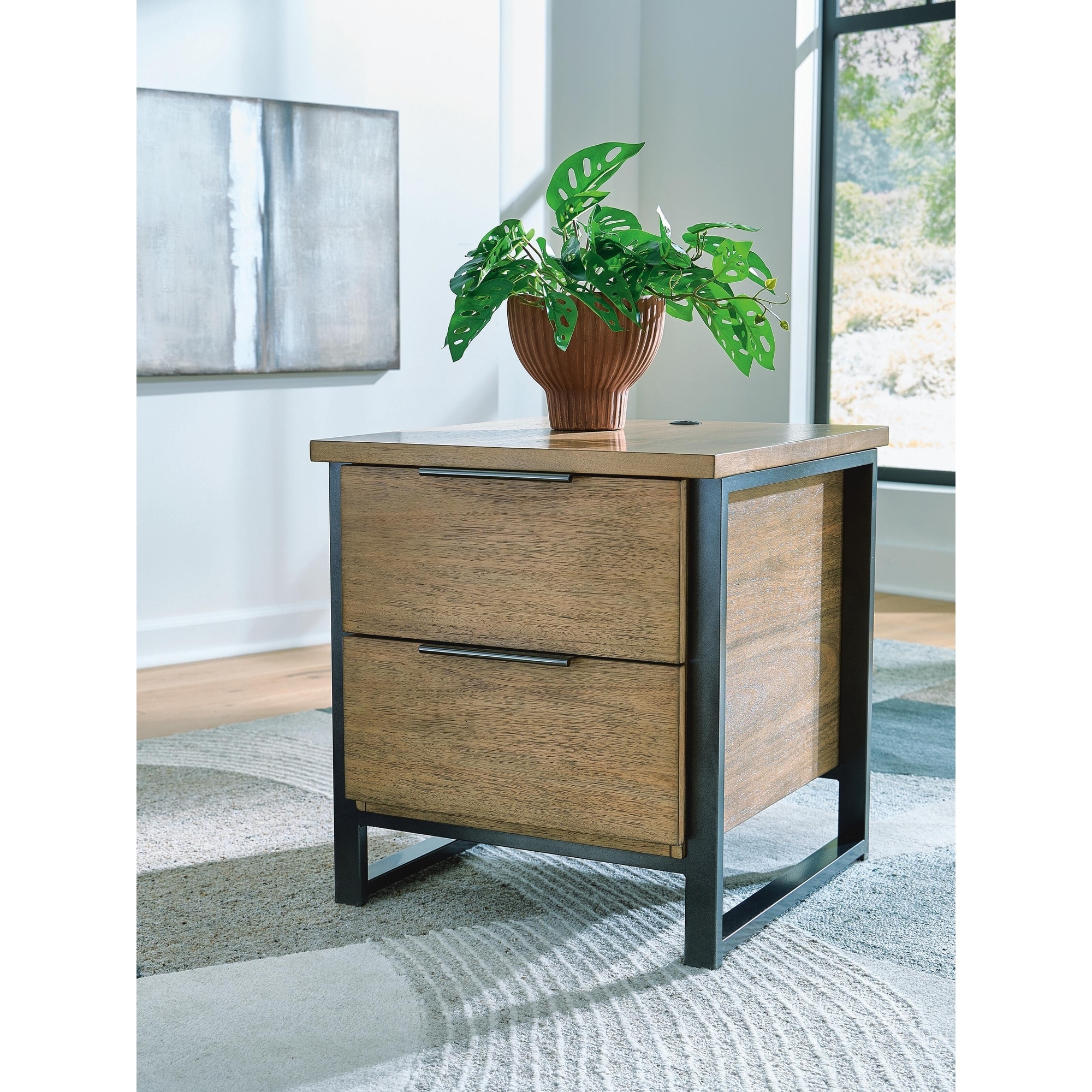 Signature Design by Ashley Montia Light Brown/Gray End Table - 22"W x 24"D x 24"H