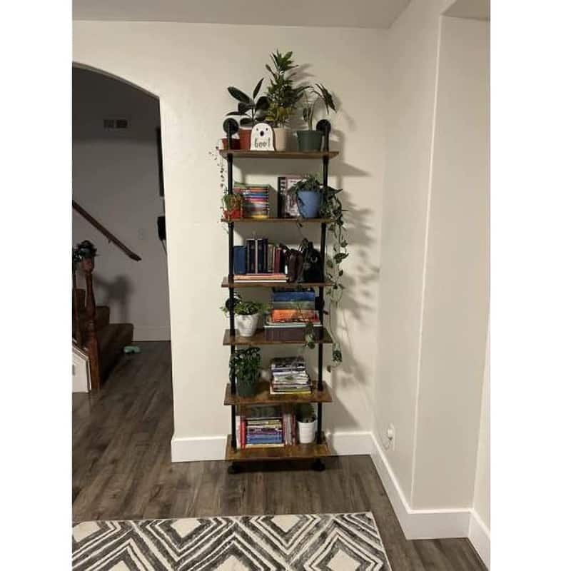 6-Tier Pipe Shelves Ladder Shelf - 9.8"D x 23.6"W x 78.7"H