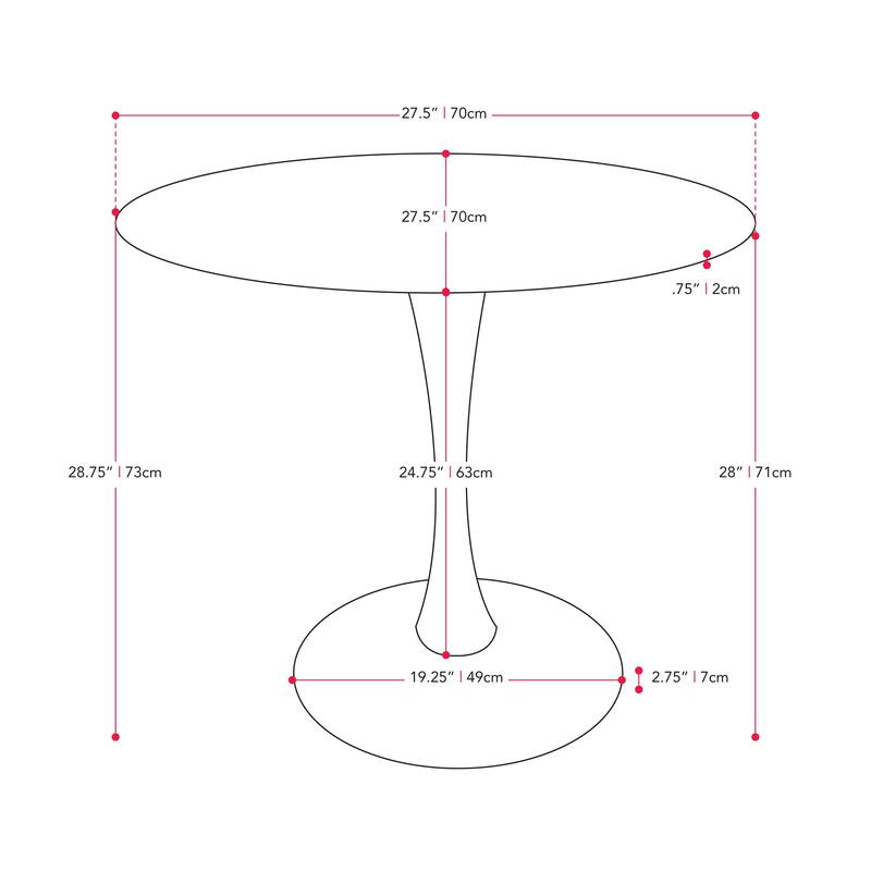 28" Round Bistro Table with Pedestal Base