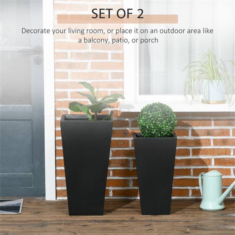 2-Piece Stackable Garden Bed Planter Set with Drainage Holes - 11.75" L x 11.75" W x 21.75" H
