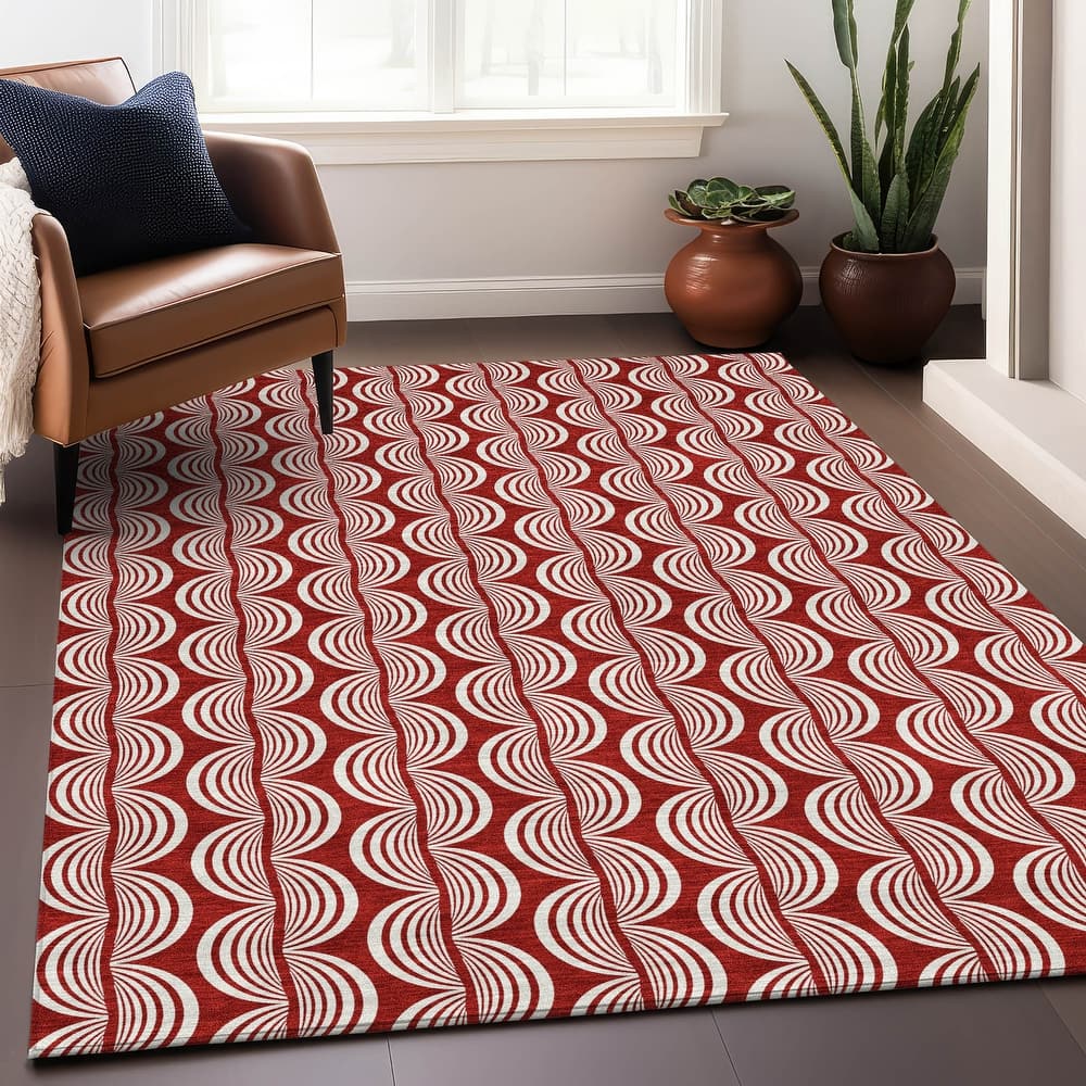 Machine Washable Indoor/ Outdoor Contemporary Chantille Rug