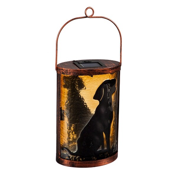 Handpainted Solar Glass Lantern, Dog