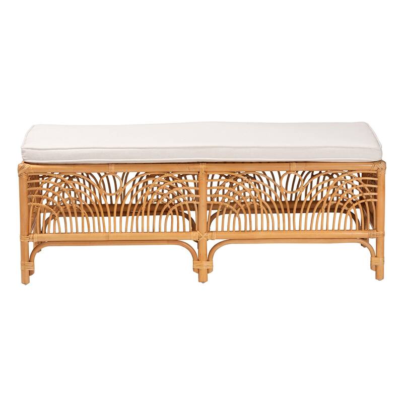 bali & pari Materra Modern bohemian Natural Brown Rattan Bench