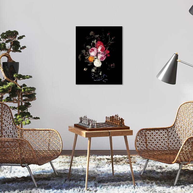 Wynwood Studio Canvas Floral and Botanical Christian Luycks - A Festoon of Roses Pink and Traditional Wall Art Canvas Print - 20 x 16