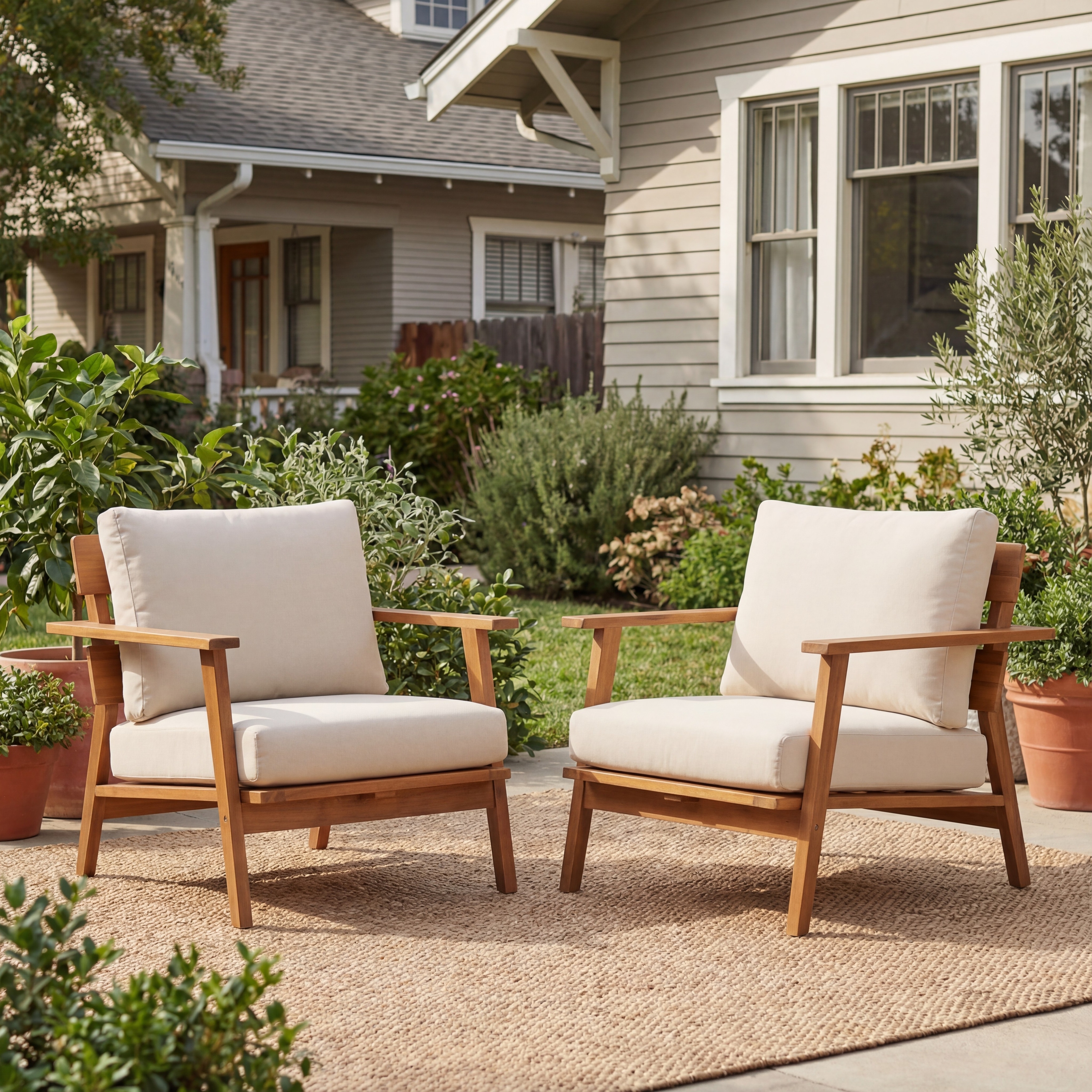 Christopher Knight Home - Mid-Century Modern Acacia Wood Outdoor Club Chair