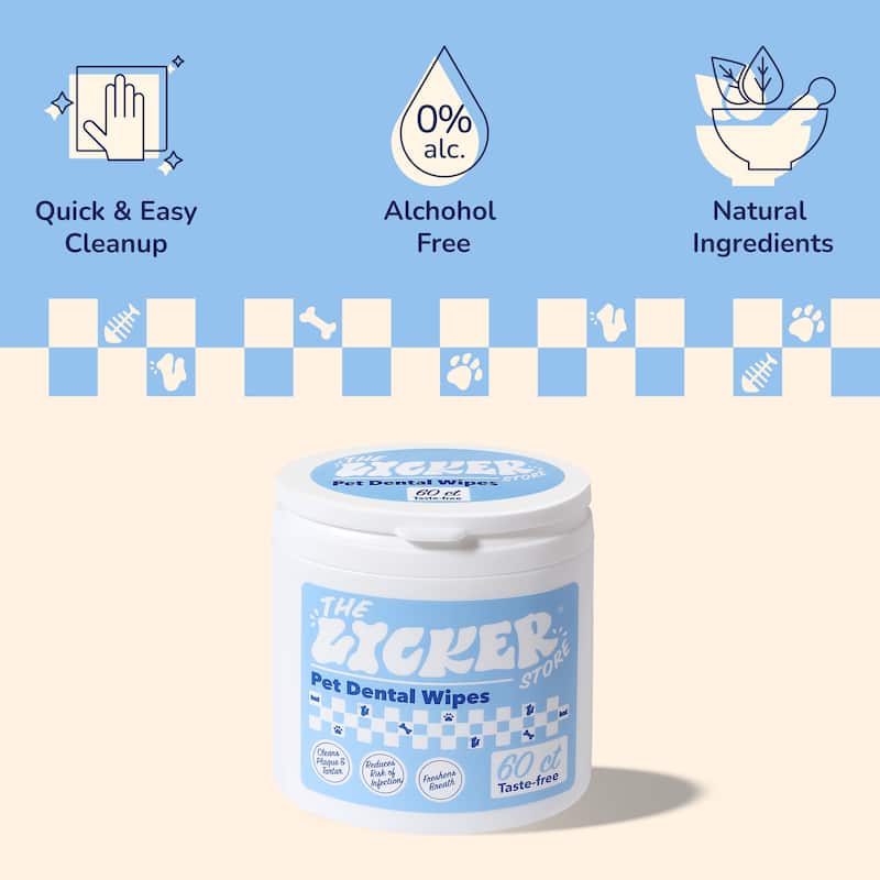 Dog Dental Finger Hypoallergenic Wipes with Extracts of Aloe Vera Leaf, Coconut Oil, Honey (60 Count) - 1-Pack - 60 Count