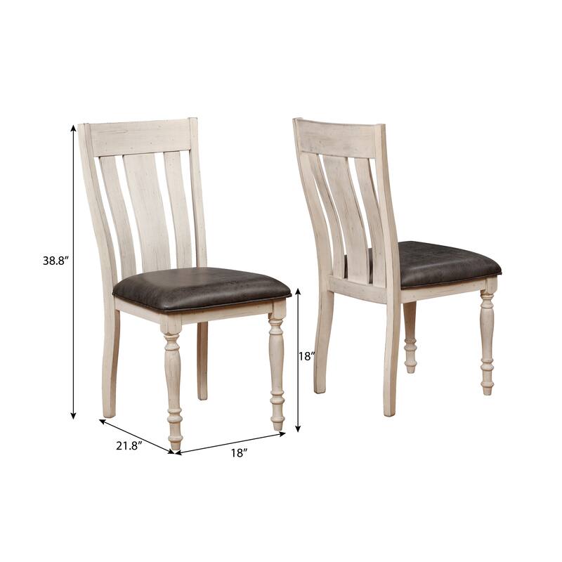 Modern 2 Piece Solid Wood Dining Chairs with Cushions, Slatted Backs, Turned Legs for Dining Room Kitchen Living Room Bedroom