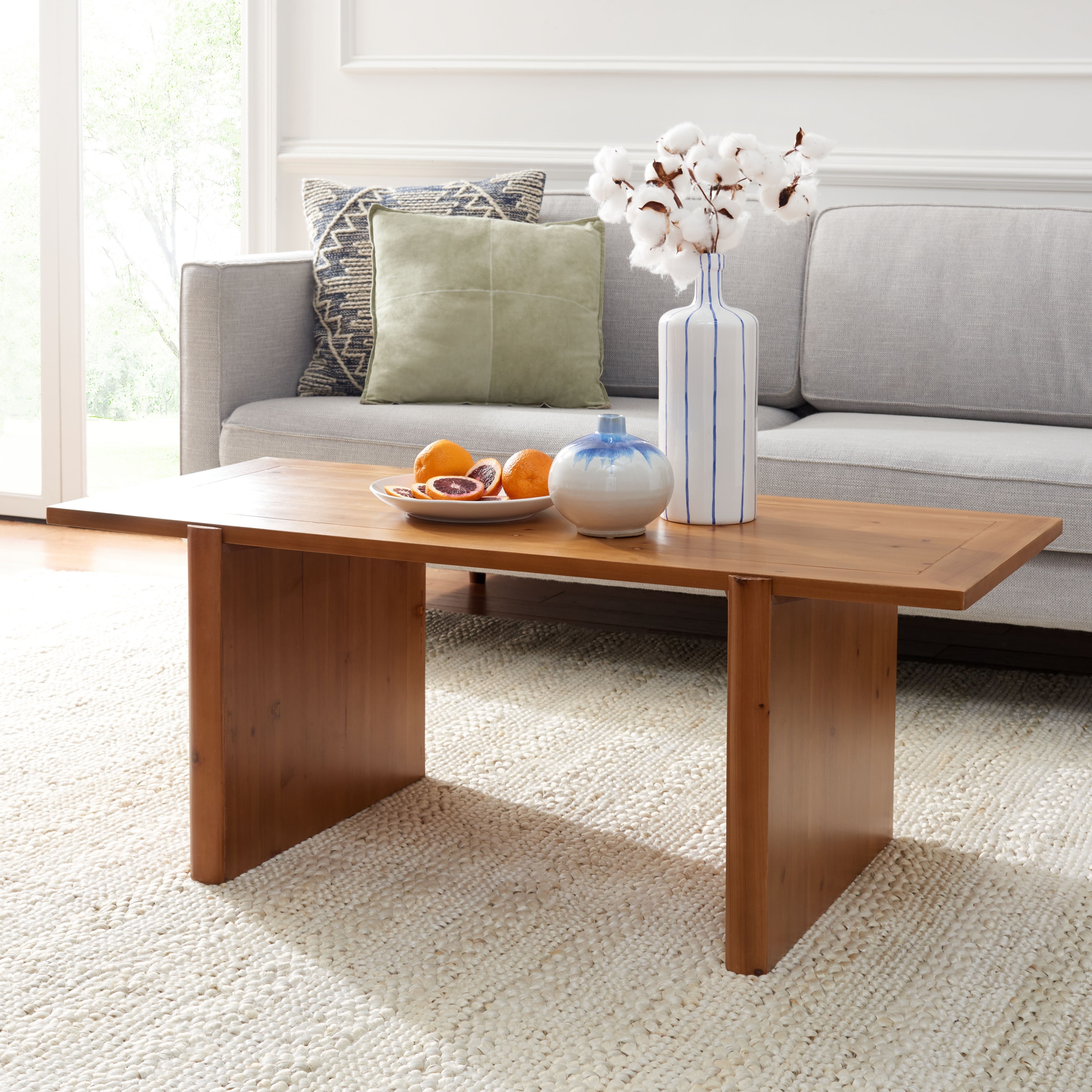 SAFAVIEH Meadhbh Industrial Wood Coffee Table, 47.25-Inch, Brown - 47Wx23Dx18H