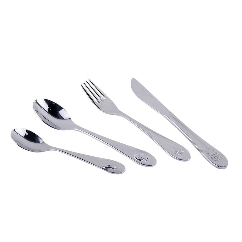 Fruits and Berries Stainless Steel Kid's Flatware Set of 4 - 7"
