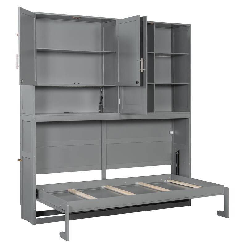 Twin Murphy Bed with Fold-Up Storage Design