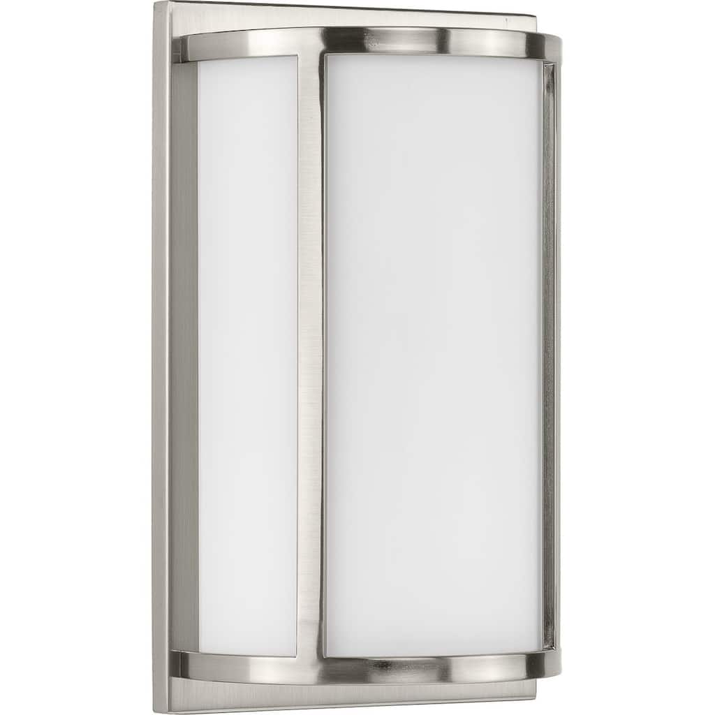 Parkhurst Collection Two-Light Brushed Nickel Etched Glass New Traditional Wall Sconce - 7.5 in x 4 in x 12 in