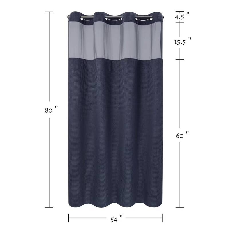 No Hook Waffle Weave Shower Curtain with Snap-in Liner