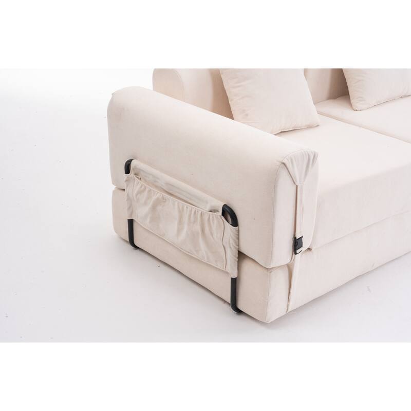 Folding Chaise Longue Sofa Fold Out Loveseat Floor Couch, Convertible Sleeper Sofa Bed Modular Leisure Sofa