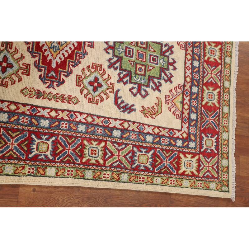 Geometric Kazak Oriental Accent Rug Handmade Wool Carpet - 3'2" x 5'0"