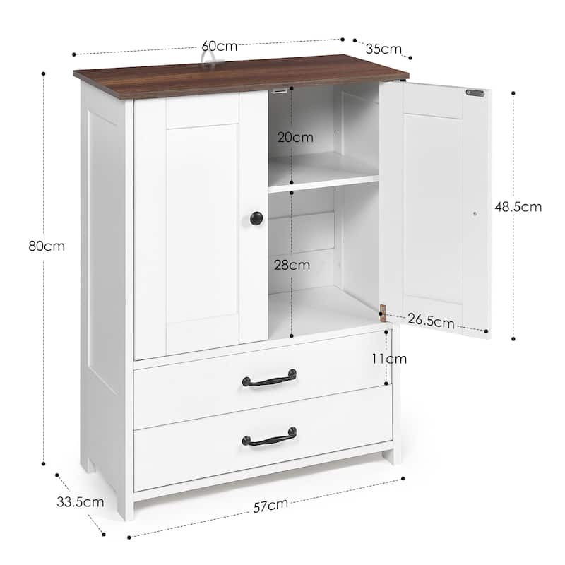 14"W Multi-functional Dog Crate,Dog Feeding Station,Double Door Locker w/2 Adjustable Dog Bowls