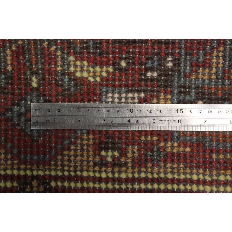 Hand Knotted Oriental 100% Wool Carpet Traditional Geometric Oranges & Rust Heriz (serapi) Runner Rug - 10' 0'' X 2' 6''
