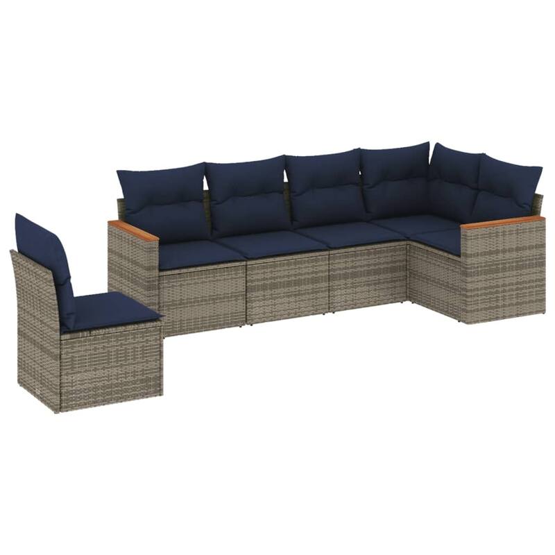 vidaXL Patio Sofa Set with Cushions Outdoor Conversation Furniture Poly Rattan - 24.4x 24.4x 27.2