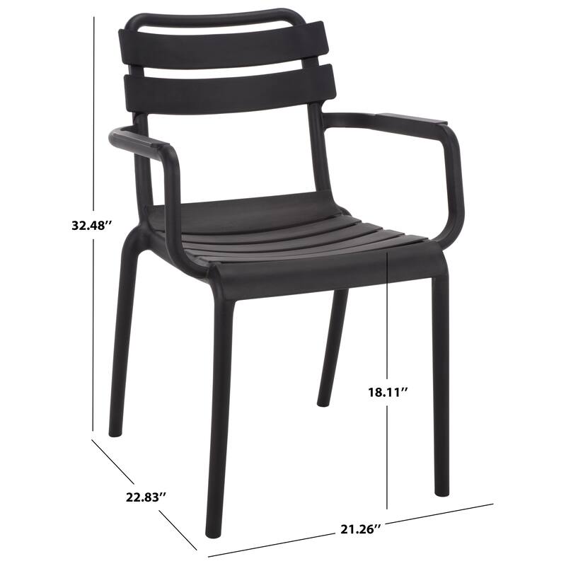 SAFAVIEH Outdoor Living Sarah Stacking Dining Armchair (Set of 2) - 21"W x 23"D x 32"H