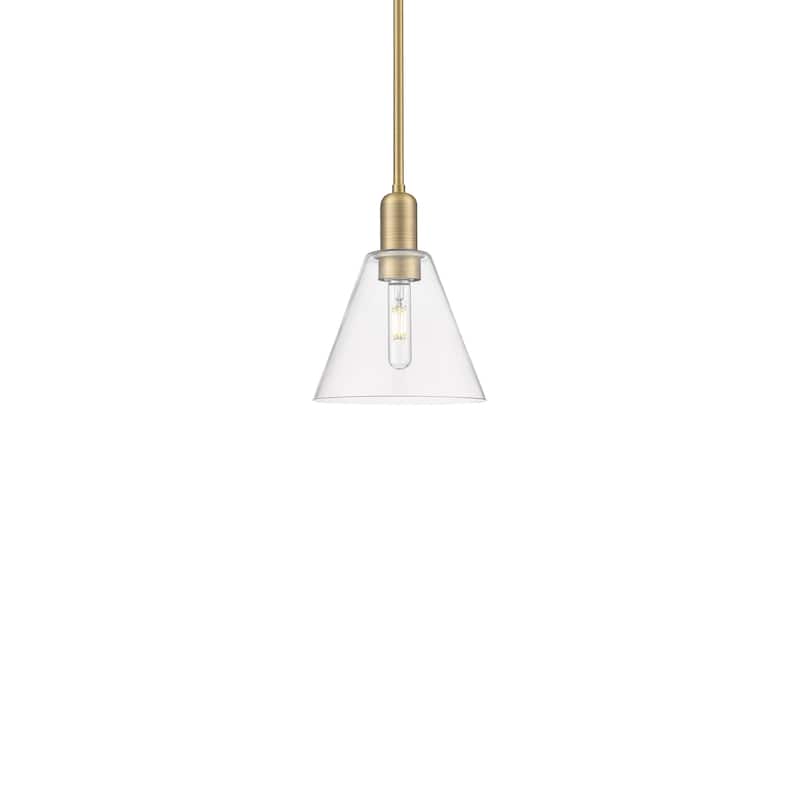 Innovations Lighting 716-1S-11-8 Berkshire Glass Pendant Berkshire - Brushed Brass / Clear