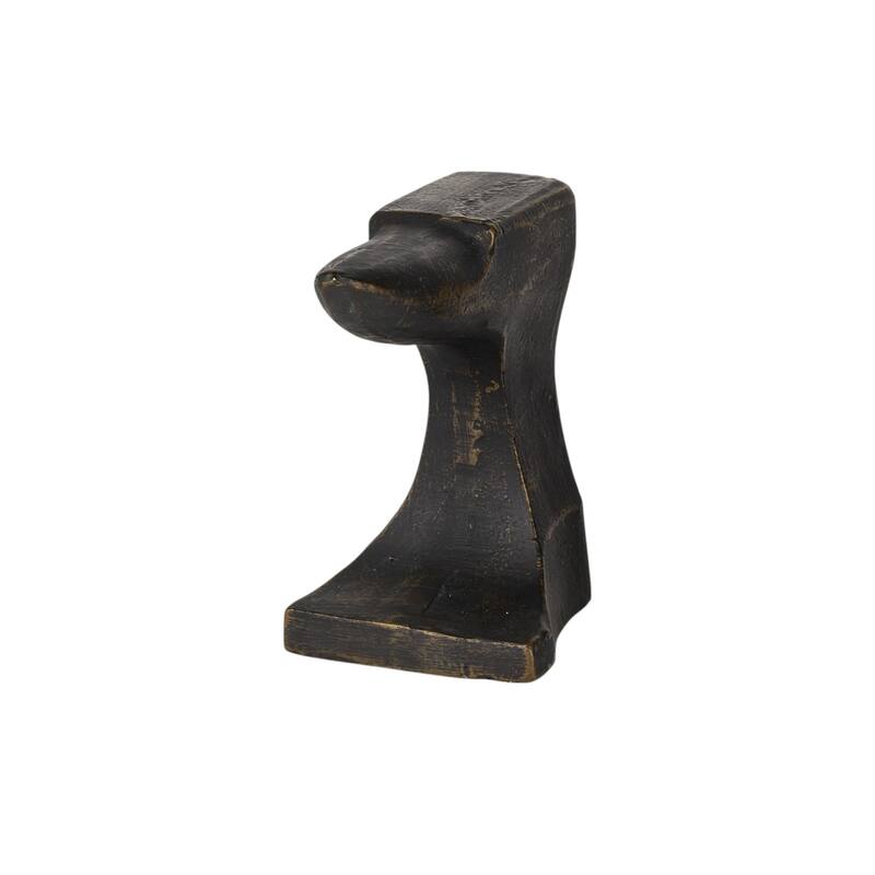 HomeRoots Set of Two 6" Black And Gold Polyresin Decorative Bookends - 6.2992" H x 3.5433" W x 11.811" D