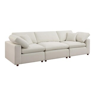 Living Room 3 Seater Straight Row Sofa With Pillows And Square Arms 