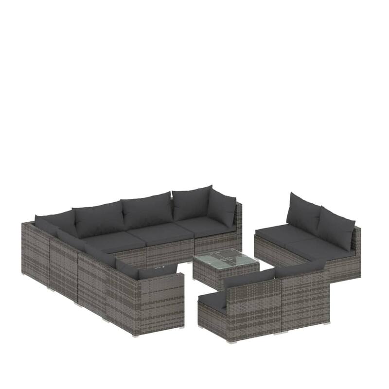 vidaXL Patio Lounge Set Outdoor Sectional Sofa Set Table Garden Poly Rattan