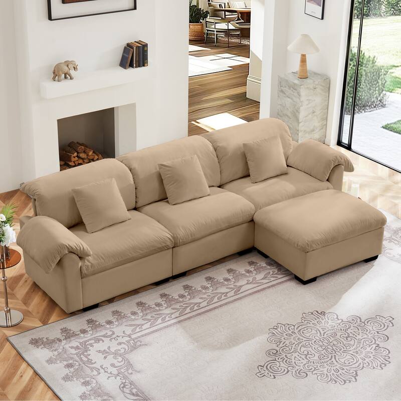 Velvet Fabric Modular Cloud Couch with Storage Seat,Free Combination