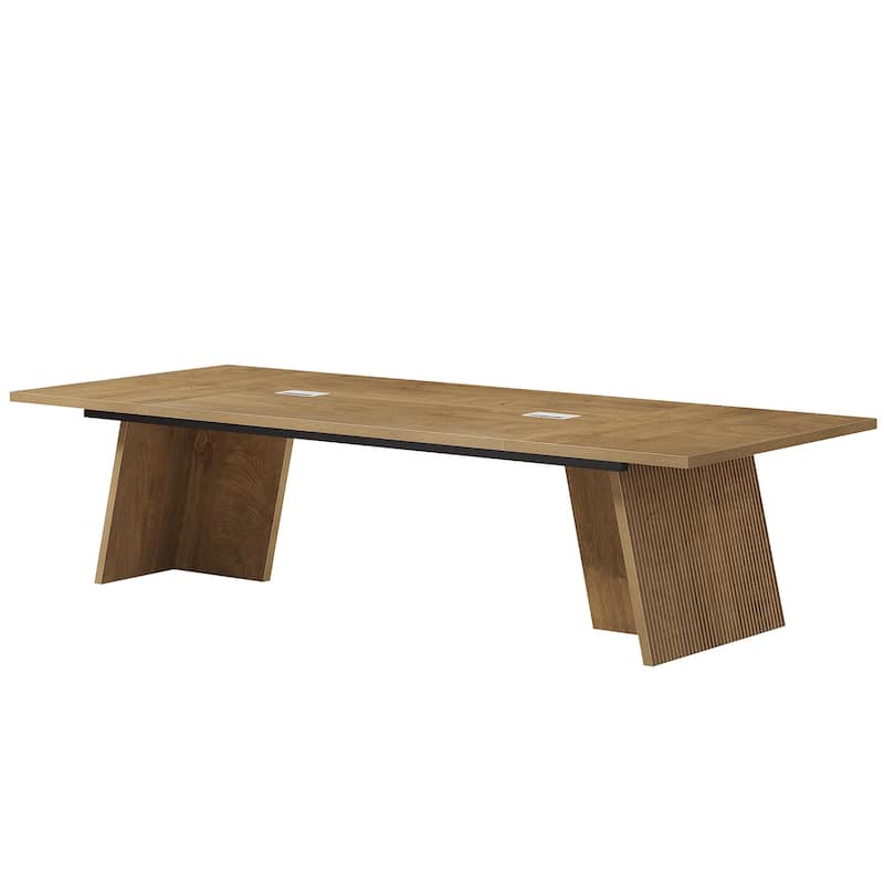 Modern Conference Table, Large Boardroom Meeting Desk with Cable Grommet, Office Seminar Training Accent Table